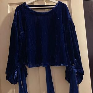 Free People Gimme Some Lovin Velvet Blouse Sz Med